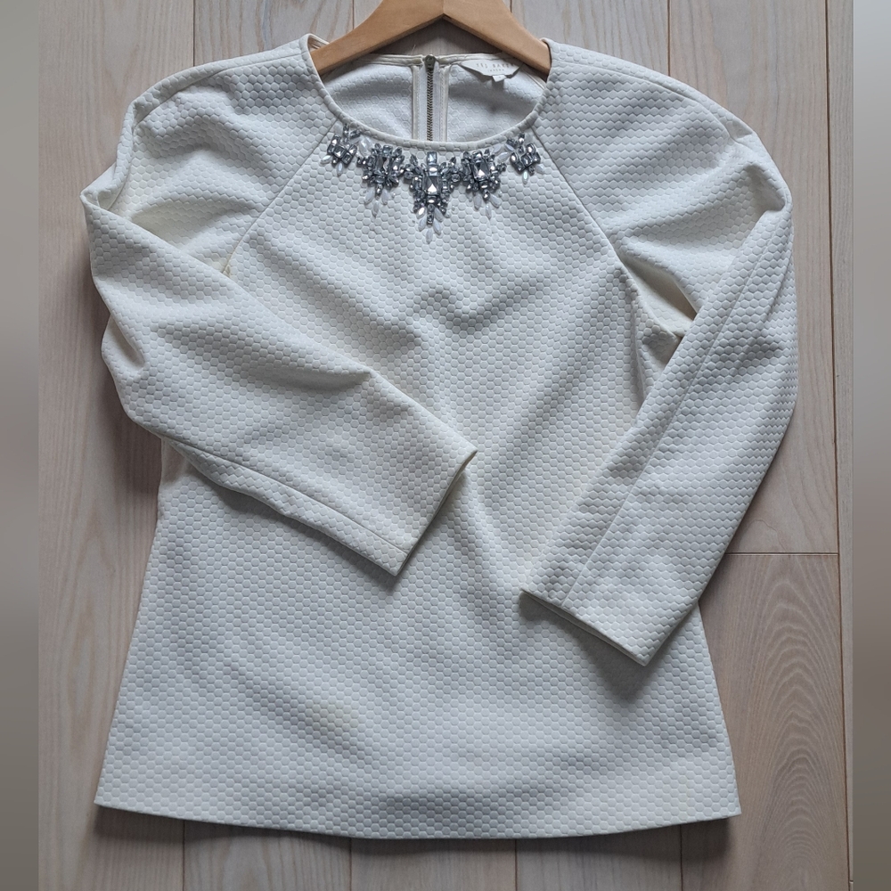 Ted Baker Cream Graphic Embellished Blouse